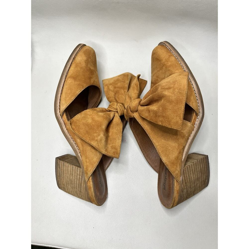 Jeffrey Campbell Cyrus Suede Bow Top Mules Size 9 Mustard Yellow - Picture 8 of 15